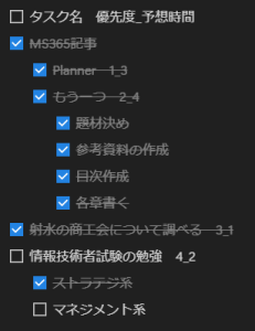 タスク管理の一例